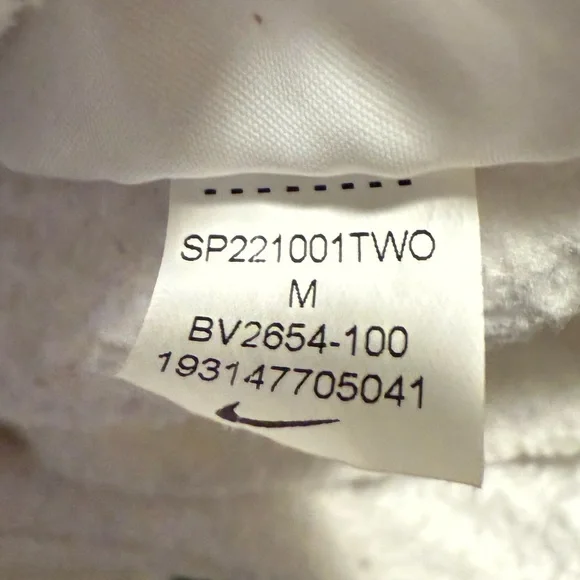 Nike White Hoodie with Black Embroidered Logo Men’s M Good Condition with Hole - Picture 10 of 11